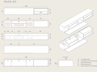 Tv-meubel, raat, musa 210, zacht zwart, met lowboard - afbeelding 3 van  4
