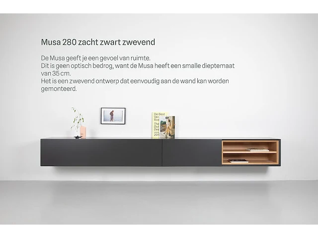 Tv-meubel, raat, musa 280 sp, zacht zwart, met lowboard - afbeelding 1 van  3