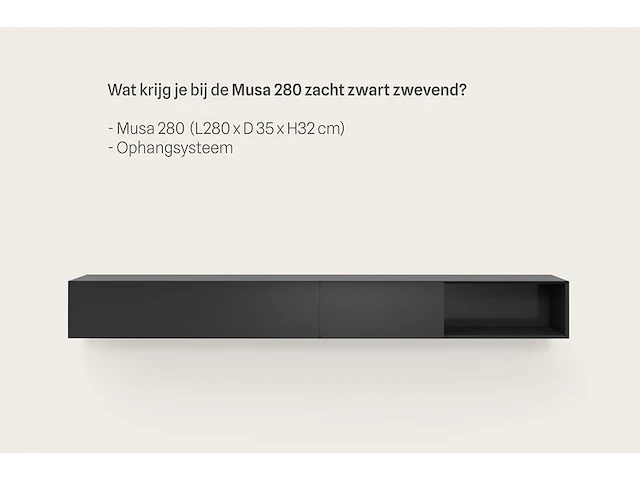 Tv-meubel, raat, musa 280 sp, zacht zwart, met lowboard - afbeelding 2 van  3