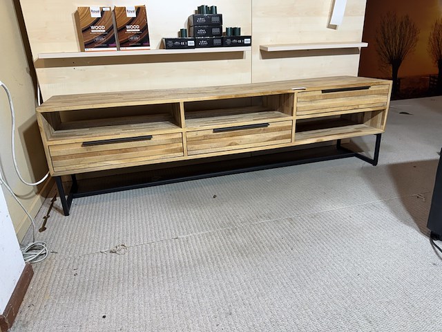 Tv-meubel, recycled teak, zwart onderstel - afbeelding 1 van  4