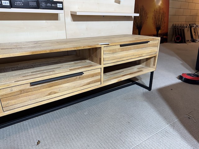 Tv-meubel, recycled teak, zwart onderstel - afbeelding 3 van  4