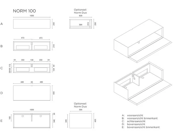 Tv-meubel, wit, raat, norm 100, wit - afbeelding 3 van  3