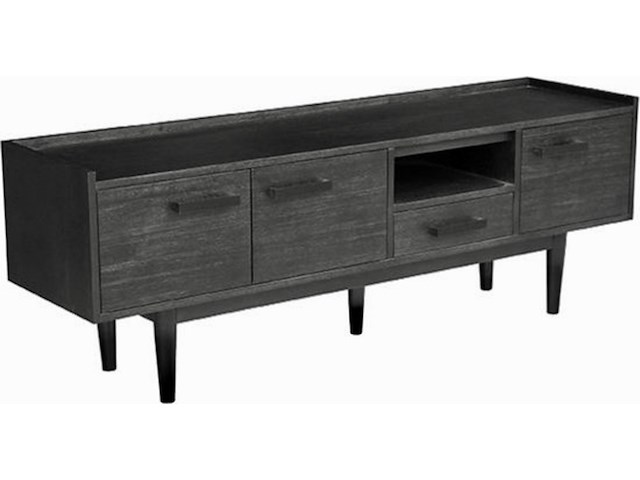 Tv-meubel, zwart acaciahout - afbeelding 1 van  5