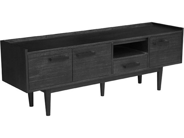 Tv-meubel, zwart acaciahout - afbeelding 1 van  4