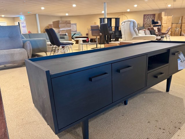 Tv-meubel, zwart acaciahout - afbeelding 3 van  5