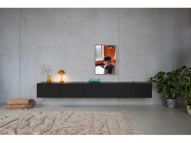 Tv-meubel, zwart, excl. frame, raat, halm 250, zwart - afbeelding 1 van  3