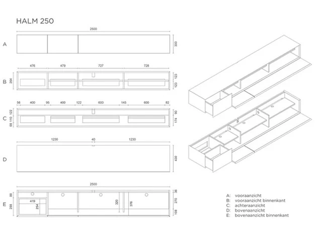 Tv-meubel, zwart, excl. frame, raat, halm 250, zwart - afbeelding 3 van  3