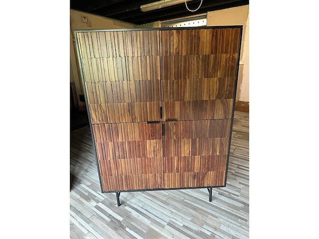 Tv vier deuren kast dimaro belegd met driftwood teak afmeting 1120x45x160 cm nieuw in verpakking - afbeelding 1 van  2