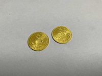 Twee gouden munten, 1/2 rijders, naslag (9,9 gram) - afbeelding 1 van  3