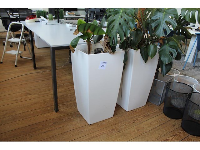 Twee kunststof bloempotten. afmeting 40 x 40 x 76 cm. - afbeelding 1 van  2