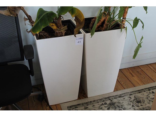Twee kunststoffen bloempotten. afmeting 40 x 40 x 76 cm. - afbeelding 1 van  2