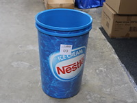 Twee prullenbakken nestle. deksel ontbreekt. hoogte 50 cm. - afbeelding 1 van  2
