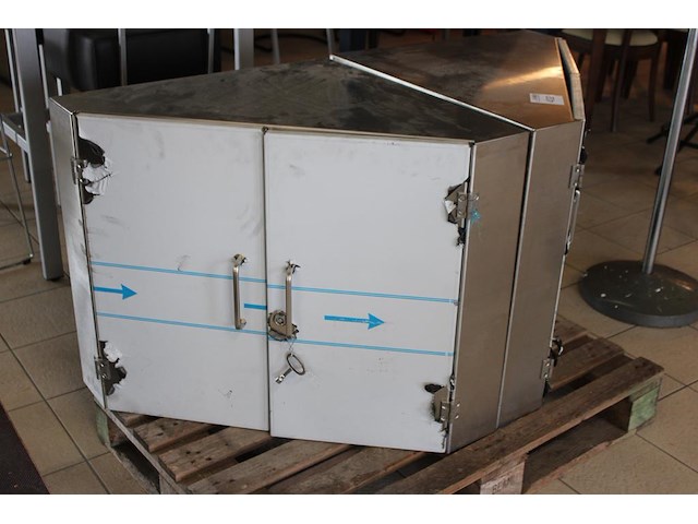 Twee rvs hoekkastjes. afmeting 70 x 70 x 70 cm. - afbeelding 2 van  3