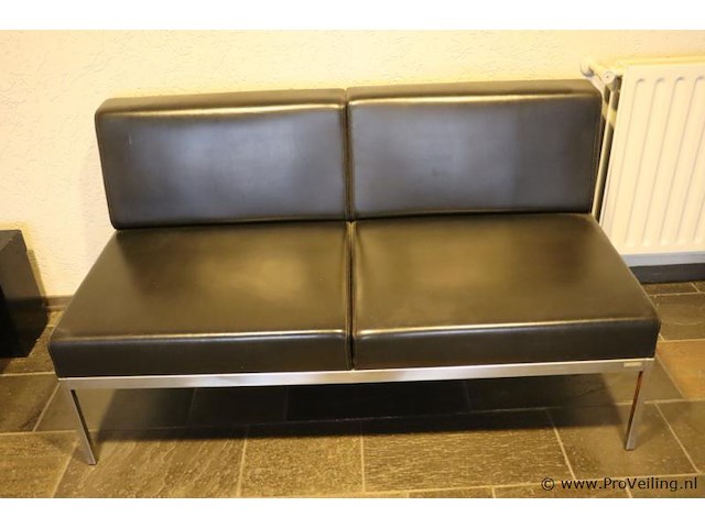 Twee-zits zitbank, leer - 135x73x73cm - afbeelding 1 van  3