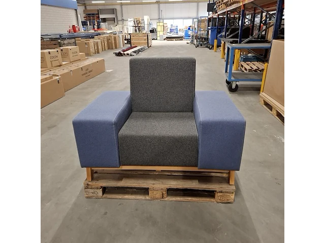 Tweekleurige fauteuil, schaffenburg, blauw / grijs - afbeelding 1 van  6