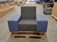 Tweekleurige fauteuil, schaffenburg, blauw / grijs