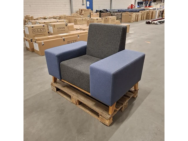 Tweekleurige fauteuil, schaffenburg, blauw / grijs - afbeelding 2 van  6
