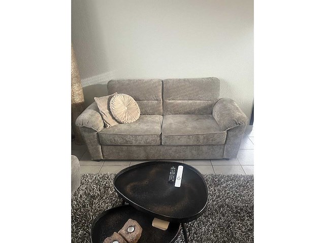 Tweezitsbank taupe stof - afbeelding 1 van  3