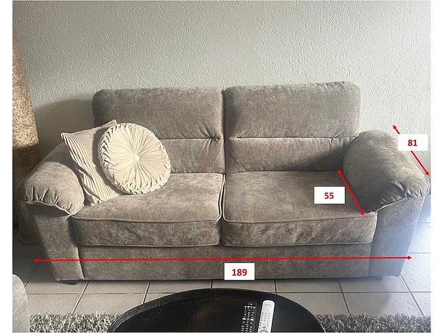 Tweezitsbank taupe stof - afbeelding 3 van  3