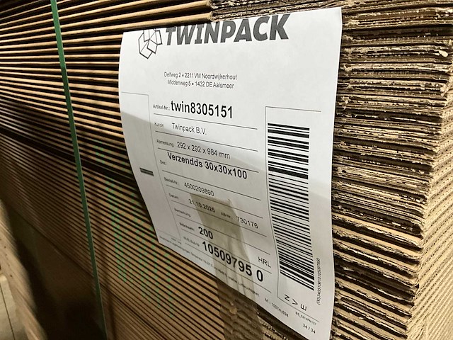 Twinpack kartonnen verzenddoos - 30x30x100cm (3300x) - afbeelding 7 van  8