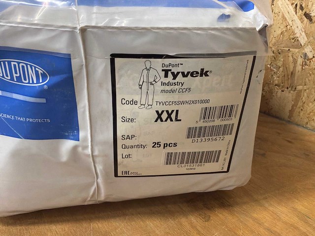 Tyvek industry beschermende wegwerpoverall (25x) - afbeelding 7 van  7