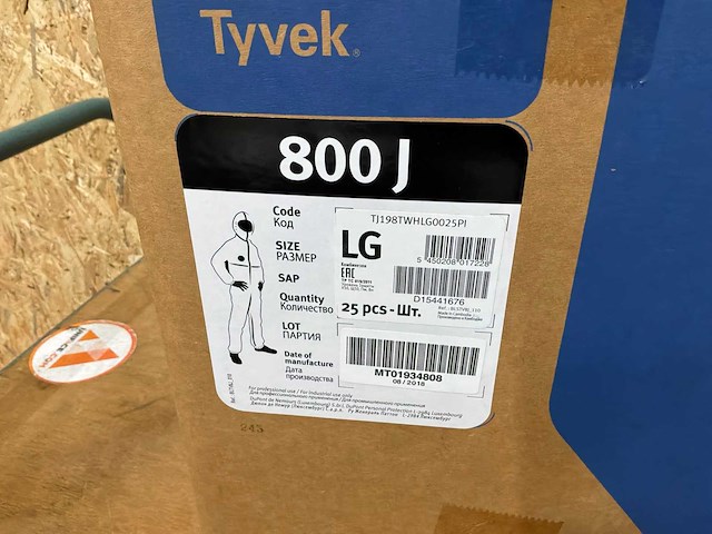 Tyvek industry beschermende wegwerpoverall (50x) - afbeelding 5 van  7