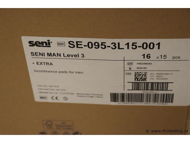 Tzmo seni man inlegverband voor mannen se-095 se-095-3l15-001 - 16 verpakkingen á 15 stuks - afbeelding 3 van  3