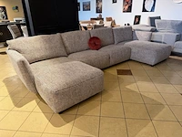 U-bank met 2 x lounge gemeleerd bruin/ beige