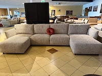 U-bank met 2 x lounge gemeleerd bruin/ beige - afbeelding 3 van  6