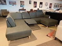 U-bank met open eiland en lounge, elektrisch verstelbaar army green