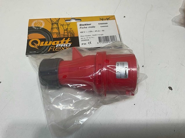 (u) qwattpro abl stekker 400v/32a/4p+a 6hen-60309 rood (10x) - afbeelding 2 van  4