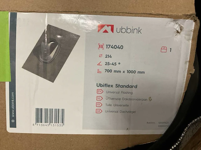 Ubbink ubiflex standard 700x1000mm universele dakdoorvoerpan (5x) - afbeelding 4 van  4