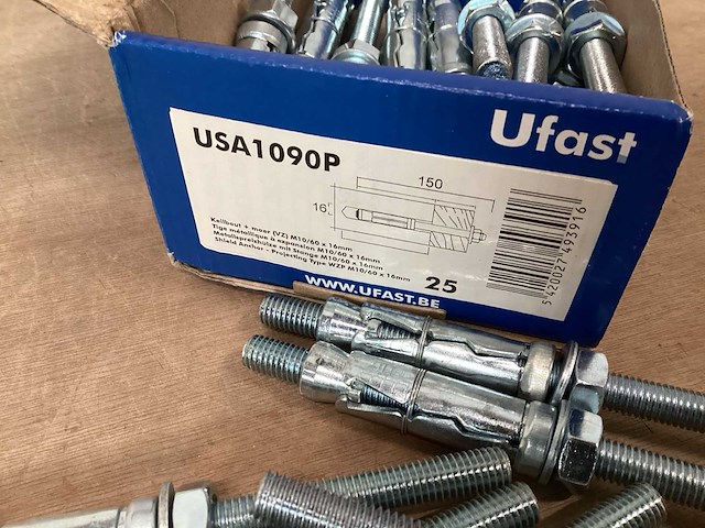 Ufast usa1090p keilbout + moer, m10/60x16 (800x) - afbeelding 3 van  4