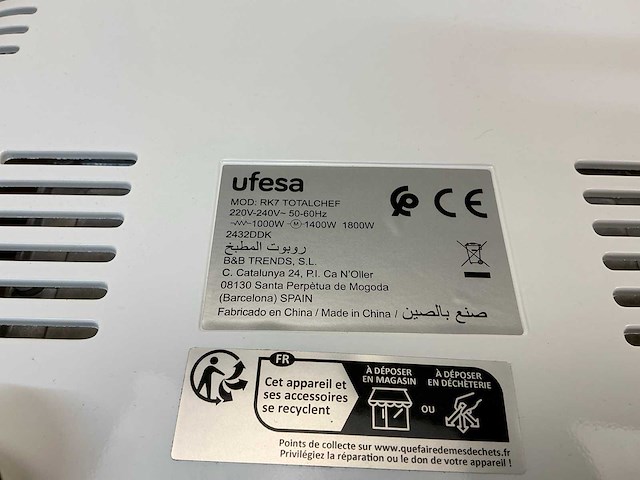 Ufesa totalchef rk7 keukenmachine - afbeelding 7 van  10