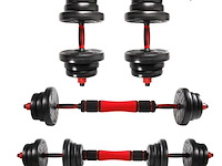 Uitgebreide fitness set met diverse gewichten cclife, zwart/rood - afbeelding 1 van  4