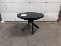 Uitschuifbare ronde glazen tafel met zwarte stalen poten ø 120 (160) cm, kave home, vashti - afbeelding 1 van  7