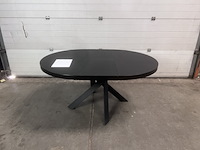Uitschuifbare ronde glazen tafel met zwarte stalen poten ø 120 (160) cm, kave home, vashti - afbeelding 2 van  7