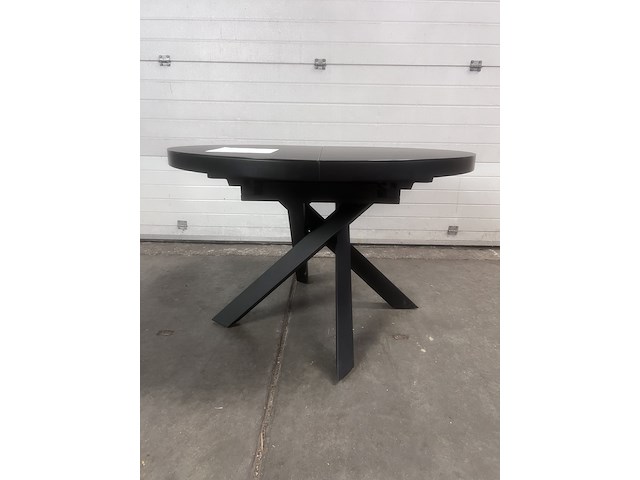Uitschuifbare ronde glazen tafel met zwarte stalen poten ø 120 (160) cm, kave home, vashti - afbeelding 5 van  7