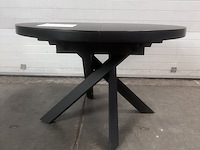 Uitschuifbare ronde glazen tafel met zwarte stalen poten ø 120 (160) cm, kave home, vashti - afbeelding 5 van  7