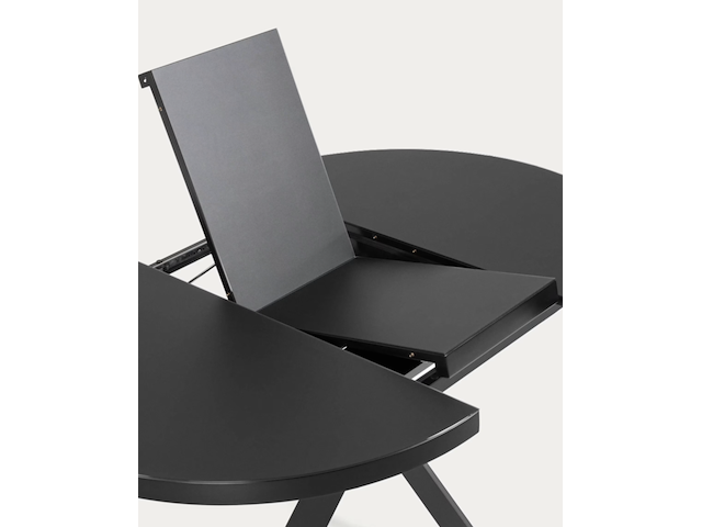 Uitschuifbare ronde glazen tafel met zwarte stalen poten ø 120 (160) cm, kave home, vashti - afbeelding 7 van  7