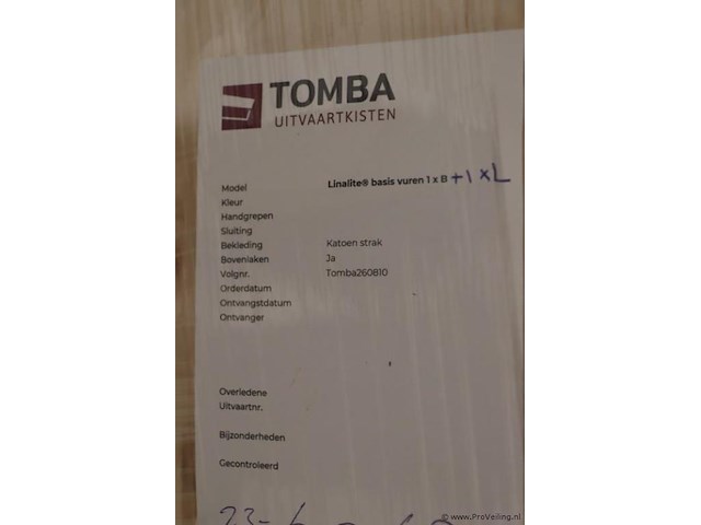 Uitvaartkist | model linalite basis vuren 1x b - 1x l - afbeelding 8 van  8