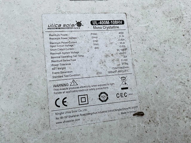 Ulica solar ul-400m-108hv zonnepaneel (8x) - afbeelding 4 van  4