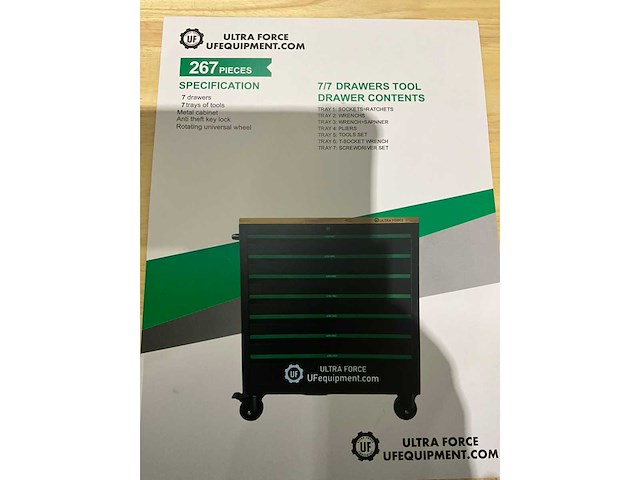 Ultra force - 2026 - 7 lades 267 pc - gereedschapswagen - afbeelding 24 van  25