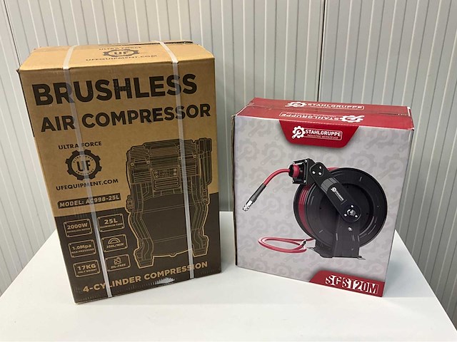 Ultra force equipment - ac998 25l compressor brushless en luchthaspel 20 meter sgst20m - 17 bar - afbeelding 4 van  4