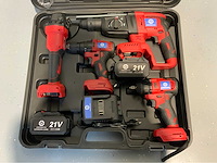 Ultra force equipment - accu gereedschapsset 4 in 1 - schroefmachine - slagmoersleutel - boormachine - slijper - afbeelding 1 van  8