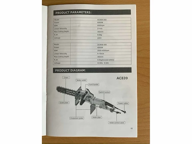 Ultra force equipment - betonzaag ac839 - 5000w - waterpomp - 6500rpm - afbeelding 11 van  20