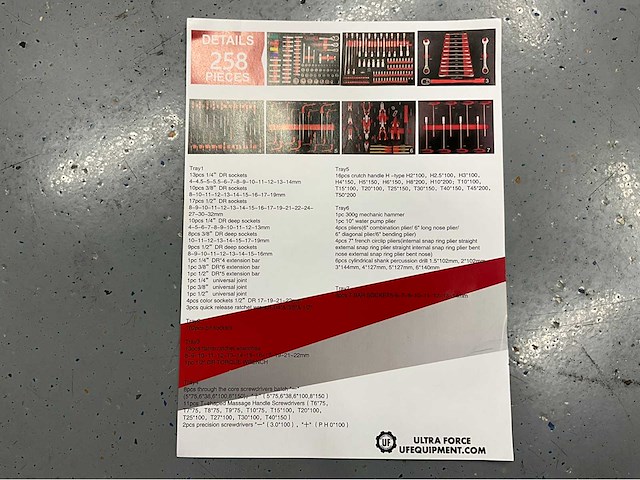 Ultra force equipment - gereedschapswagen 258 pcs en trolley 725 pcs - afbeelding 16 van  37