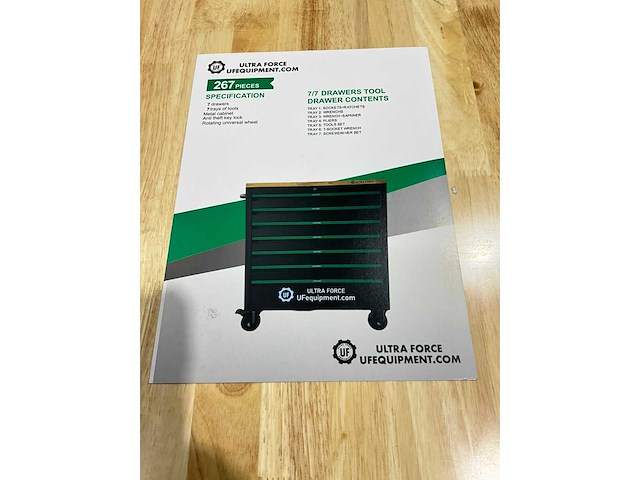 Ultra force equipment - gereedschapswagen 7 laden gevuld met 269 pcs gereedschap - softclose - afbeelding 13 van  17