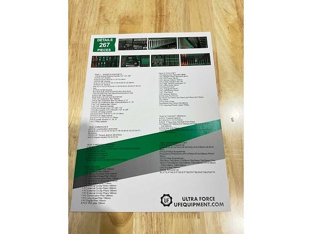 Ultra force equipment - gereedschapswagen 7 laden gevuld met 269 pcs gereedschap, softclose - afbeelding 6 van  17