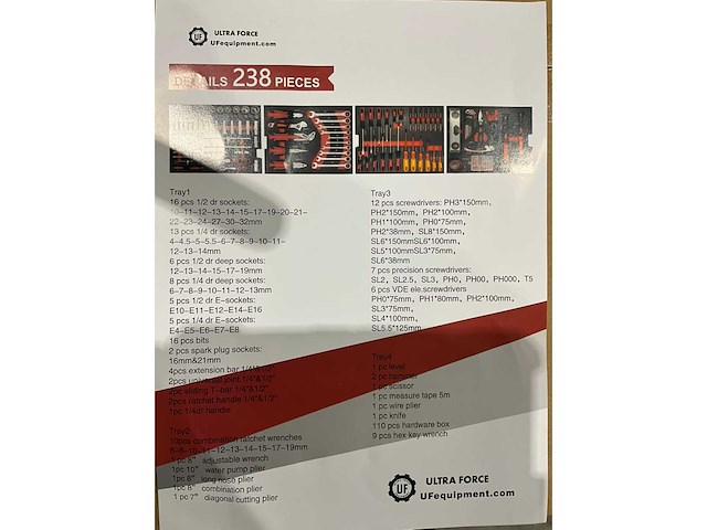 Ultra force equipment- 2026 - 238 stuks - gereedschapswagen - afbeelding 2 van  8